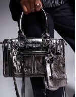 small shoulder bag with charm detail in silver