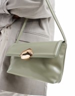 molten hardware closure shoulder bag in green