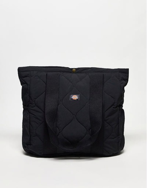 thorsby quilted tote bag in black